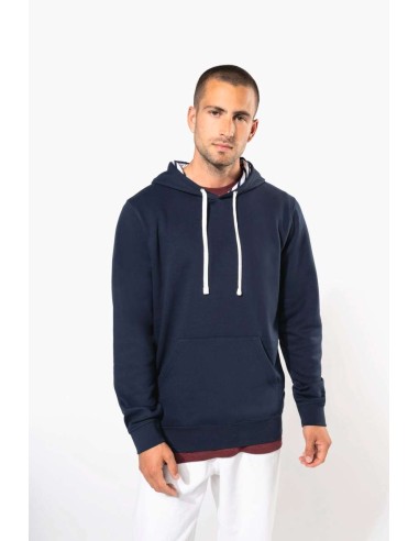 KAR-K4013-UNISEX CONTRAST PATTERNED HOODED SWEATSHIRT
